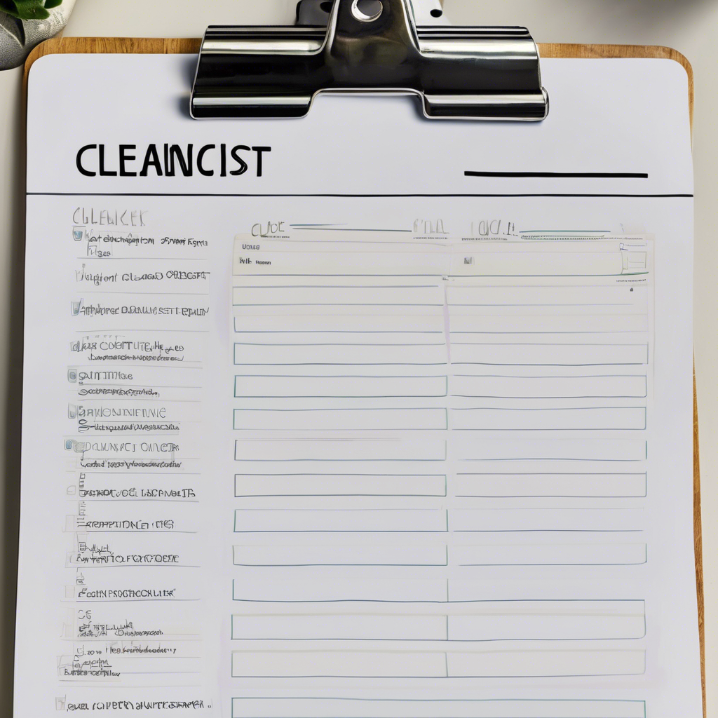 A clean and organized cleaning checklist on a clipboard in indian wells - airbnb bathroom cleaning by Poppy House Cleaning
