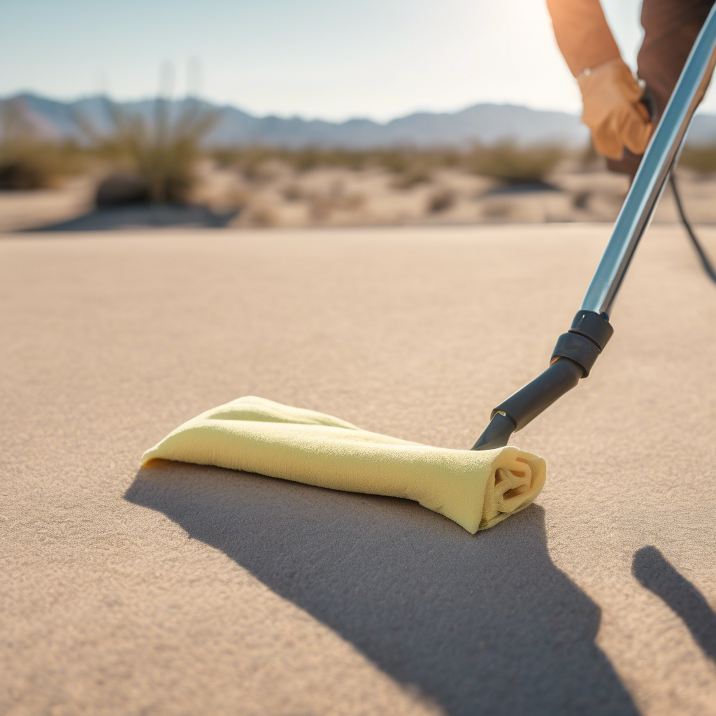 A photo of a microfiber cloth being used to clean a surface in a desert climate. in indian wells - eco cleaning