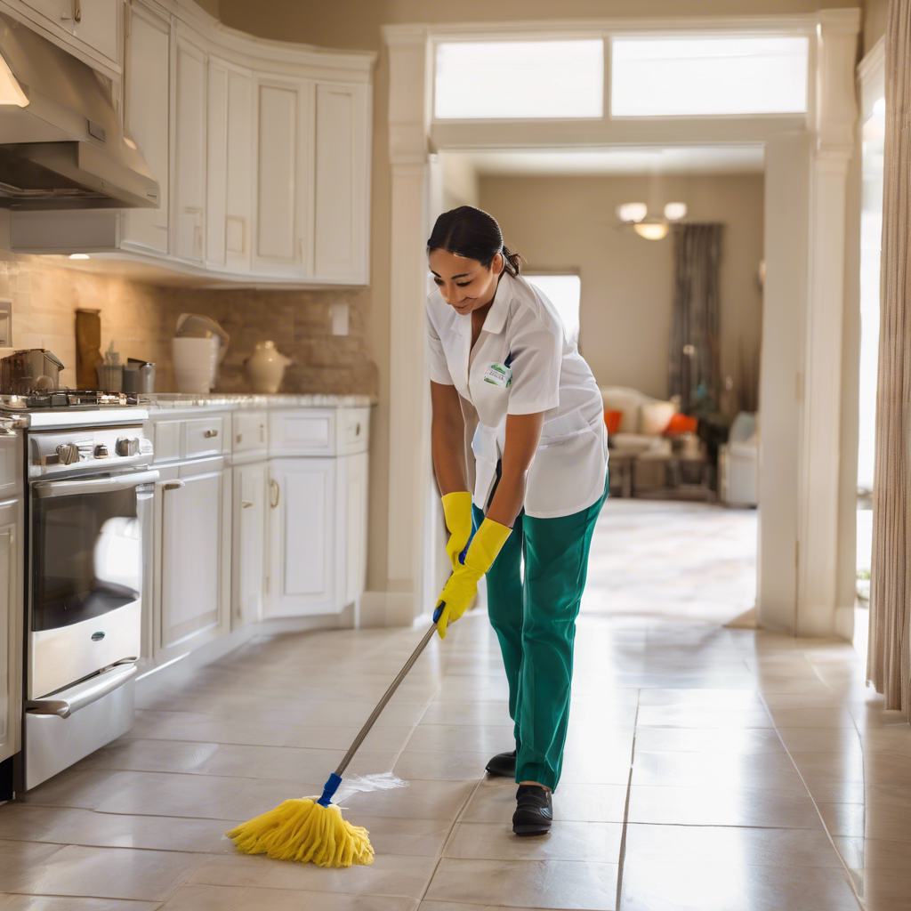 A photo of a poppy house cleaning team member cleaning a La Quinta home - remote airbnb management by Poppy House Cleaning