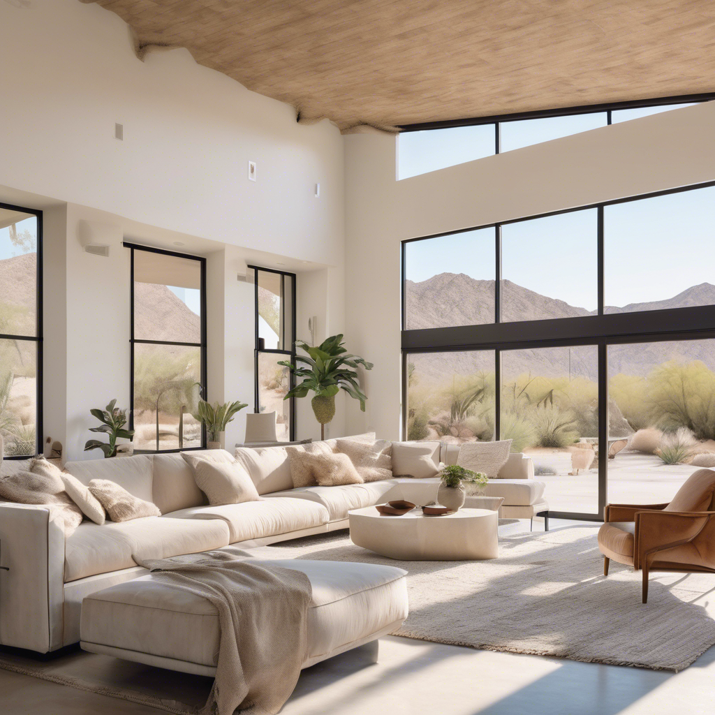 A clean and organized living room in a desert home in coachella valley - house cleaning frequency by Poppy House Cleaning