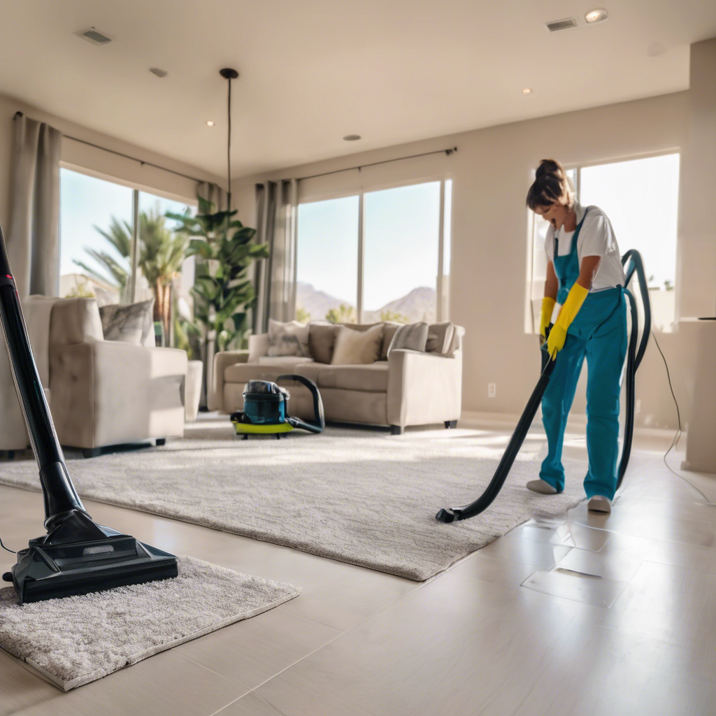 A person using a vacuum to clean a high-traffic area in coachella valley - house cleaning frequency by Poppy House Cleaning