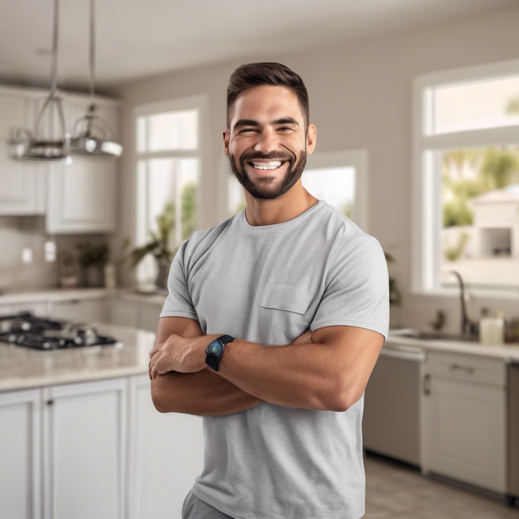 A satisfied short-term rental host, smiling and holding a key to their property in Cathedral City - find cleaning service