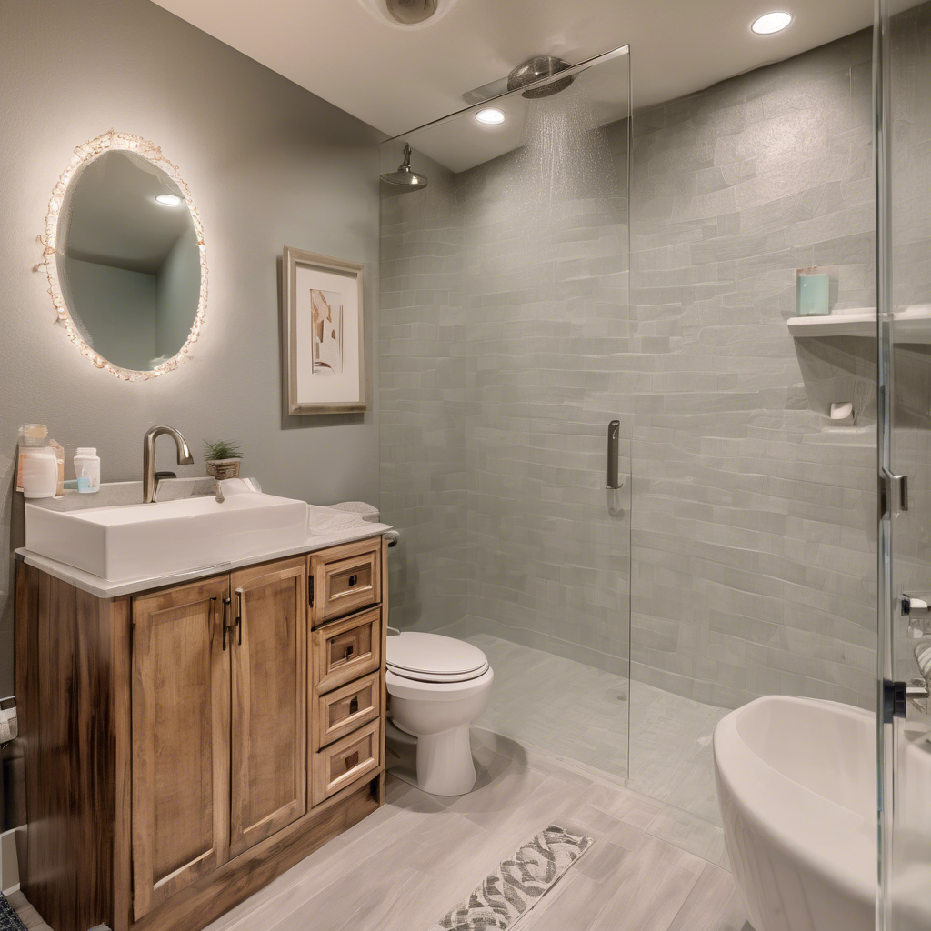 A photo of a water-efficient showerhead and toilet in an eco-friendly indio home - airbnb damage policy