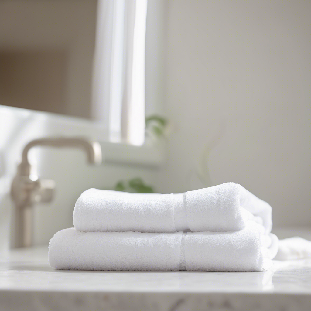 A photo of a fresh, white towel and a crisp, white sheet in coachella valley - airbnb linens by Poppy House Cleaning