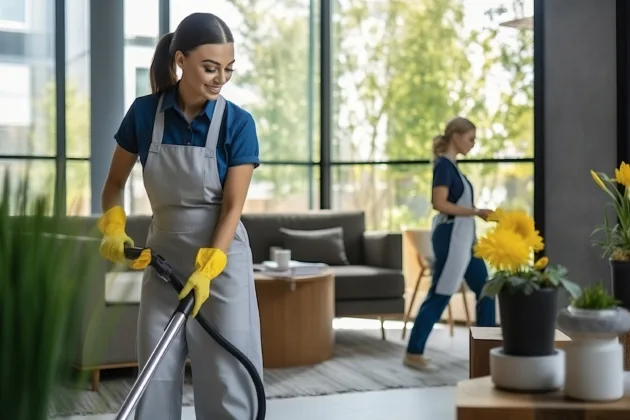 Image showcasing diverse cleaning services offered by professional cleaning companies, from regular home cleaning to specialized disaster cleanup.