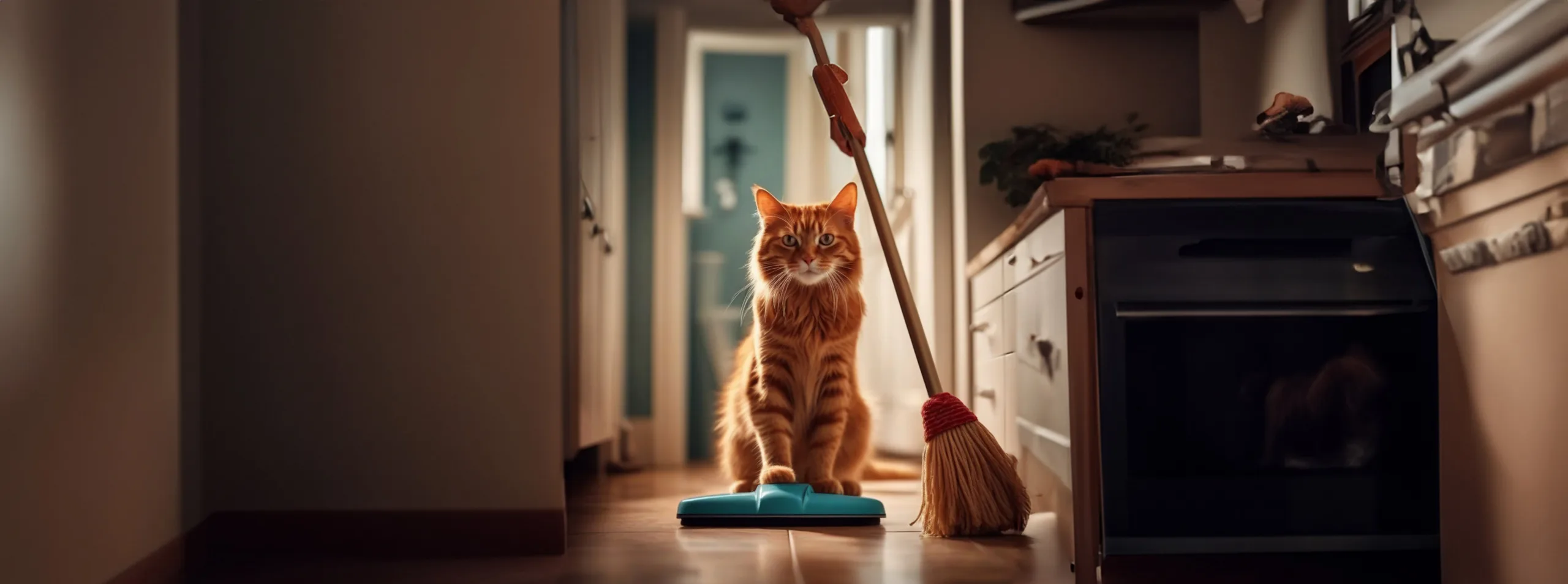 Pet-friendly cleaning products used in a home environment.